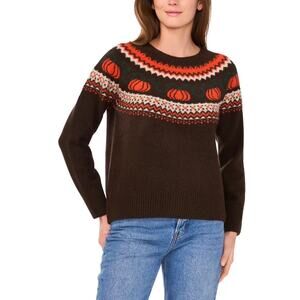 Vince Camuto Brown Pumpkin Fall Fair Isle sweater Size Medium